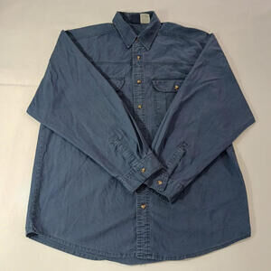 Vintage Saugatuck Dry Goods Co. Men's Blue Cotton Long Sleeve Shirt Size Large